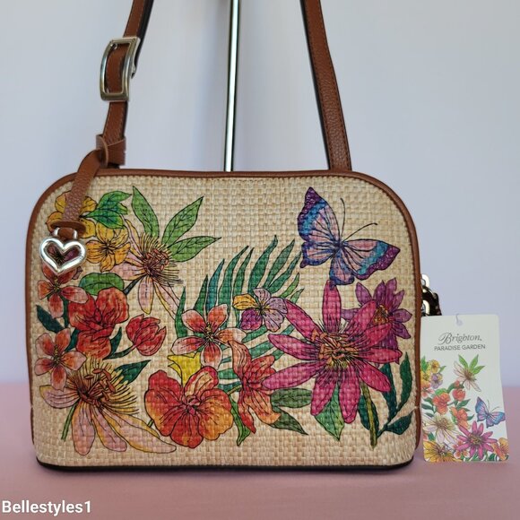 BRIGHTON Handbags - BRIGHTON Paradise Garden Jovie Fabric-Straw Organizer Bag- Natural Multi 🎈$195.
